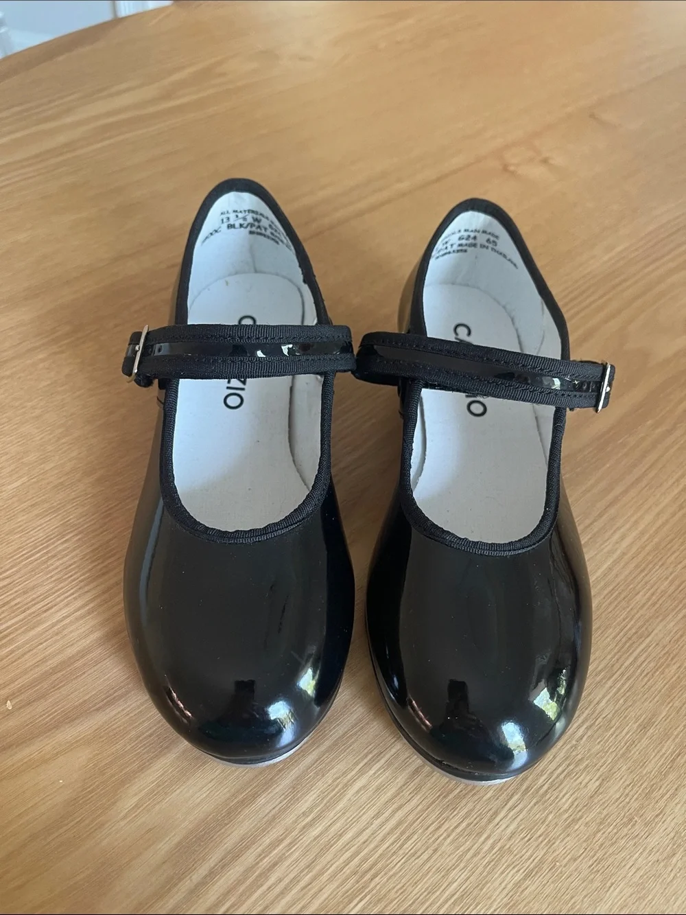 3800C Capezio Children Mary Jane Velcro Tap Shoe (Black Patent) 13.5W NEW